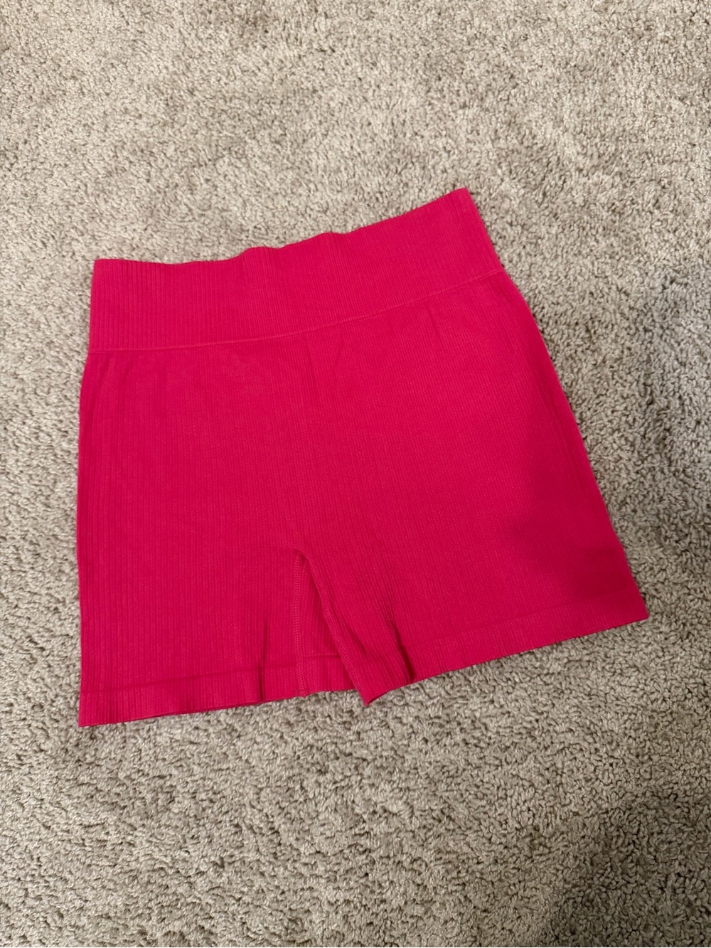 Ribbed High-Waisted 4" Shorts, Medium (Pink)!
